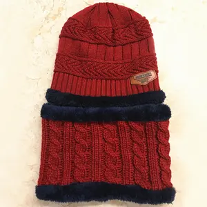 Outdoor Knitted Winter Kid Hat and Scarf ,Beanies Casual Neck Warmer Knit Winter Hats Caps