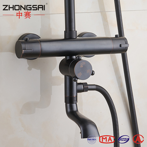 Real latón baño 3 manera negro antiguo precipitaciones ducha termostática Set - Product Image 4