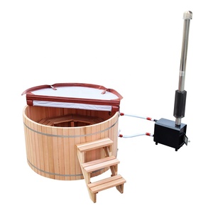 Alphasauna — baignoire chauffante ronde en bois, cèdre rouge, livraison gratuite - Product Image 3