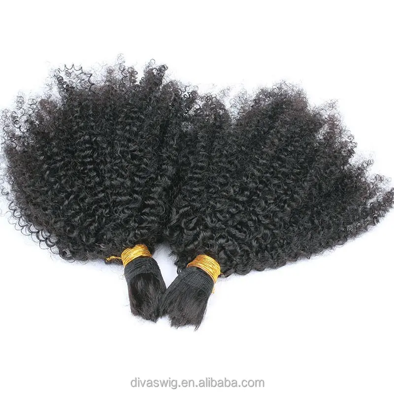 Human Braiding Hair Bulk No Weft Afro Kinky Curly Bulk Hair For Braiding Mongolian Remy Hair