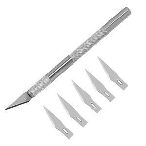 Coltello di Precisione Professionale in Acciaio Inossidabile, Strumento per Hobby con 5 Lame di Ricambio per <span class=keywords><strong>Riparazione</strong></span> di Telefoni, PC, Tablet, Droni e Fai-da-Te - Product Image 1