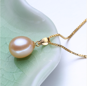 Collier avec pendentif en forme de perle d'eau douce, naturelles, or massif 18K, culture naturelle, authentique, eau douce, livraison gratuite - Product Image 6