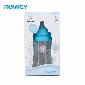Botella de vidrio para bebé, bote de vidrio de goma verde seguro, con cuello ancho, antirotura, 16oz - Product Image 2