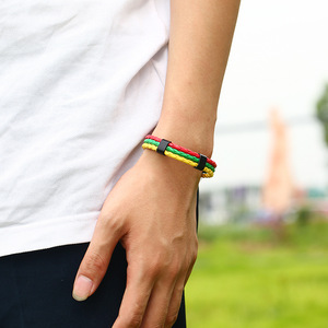 Diseños personalizados Banderas de Lituania Pulsera de cuero trenzado hecho a mano Envoltura PU bandera del país Pulsera Fans del deporte pulsera - Product Image 2