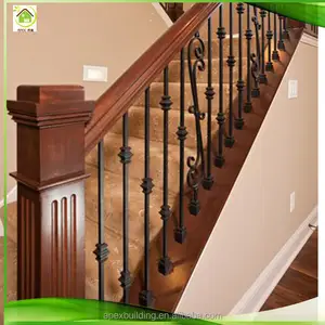 आंतरिक लोहे balusters लकड़ी रेलिंग