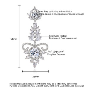 LUOTEEMI Splendido 3A Sereno Zircon di Goccia di Lusso Marquise Fiori <span class=keywords><strong>Lampadario</strong></span> <span class=keywords><strong>Lungo</strong></span> Ciondola Gli Orecchini Da Sposa Da Sposa Bijoux Brincos - Product Image 2