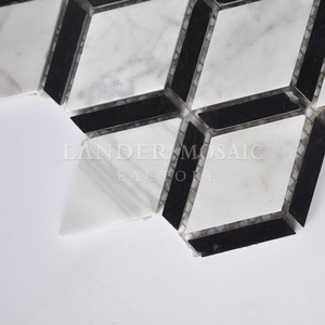 In <span class=keywords><strong>bianco</strong></span> <span class=keywords><strong>e</strong></span> <span class=keywords><strong>nero</strong></span> rombo pietra mattonelle di mosaico per la decorazione domestica - Product Image 4