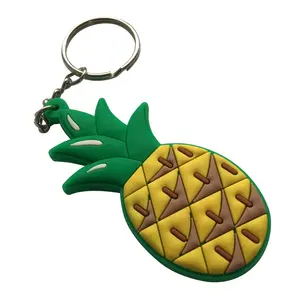 Personnalisé Double Face En Caoutchouc PVC Souple Porte-clés Ananas, Belle Ananas Porte-clés