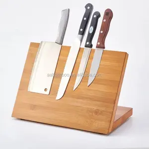 Bloque de madera de bambú para cocina, clásico, magnético, para cuchillos