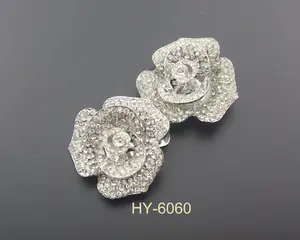 2021 Hot Selling Customized Shoe Accessories Rhinestone Flower Shoe Buckle