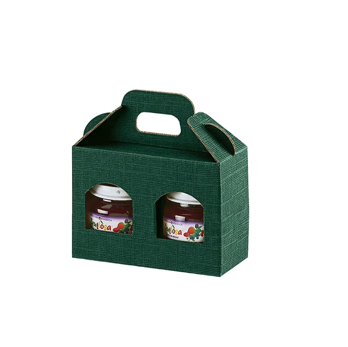 Gift Corrugated Handle Christmas Custom Top Food Paper Wholesale Hot Sale Kraft Cardboard Empty Jar Gable Box