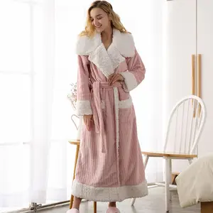 custom women winter thermal thick fleece bath robe sherpa robes for women