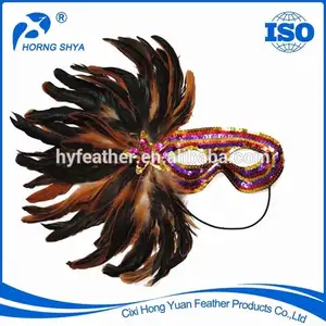 CM-347 Mardigras Masquerade Party Fashion Show Customized Cock Feather Mask