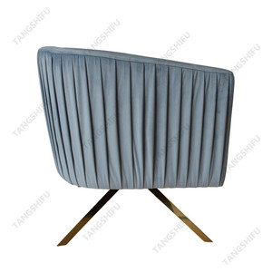 Canapé monoplace plissage motif gris <span class=keywords><strong>velours</strong></span> <span class=keywords><strong>chaise</strong></span> d'accent - Product Image 4