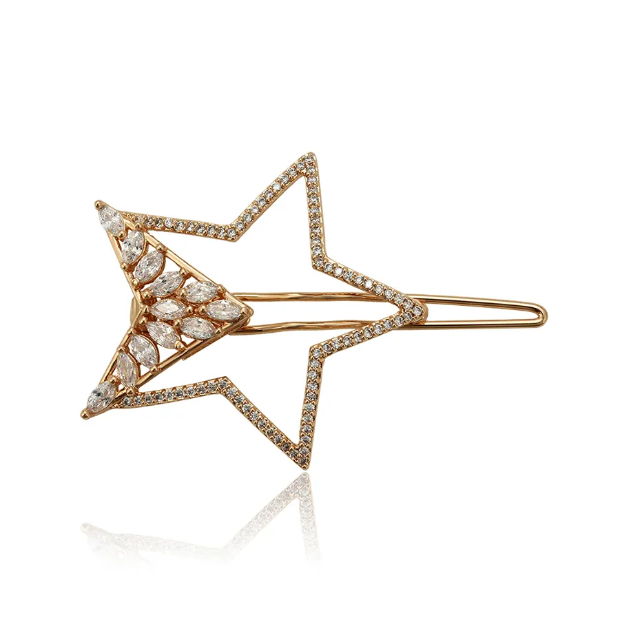 00476 Xuping new style gold plated copper alloy hair jewelry, star shaped design hair pin with Synthetic CZ