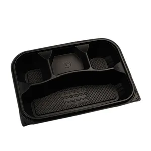 批发塑料包装容器塑料服务托盘黑色可堆叠食品托盘