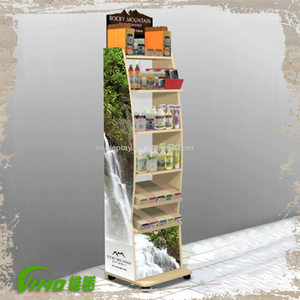 Estantes de exhibición de piso personalizables de estilo Vintage de madera ecológicos plegables de 5 niveles estantes de pie de supermercado para exhibición - Product Image 2