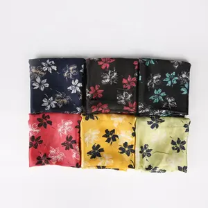 New Arrival Floral Printing Summer Long Turkish Satin Scarf Silk Muslim Flower Print Scarf For Women Daily Wear