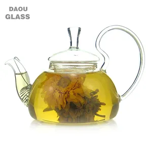 small Heat resistant Clear high handle Glass Teapot ,China gongfu Tea Sets 250ml