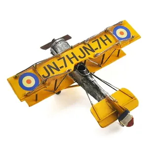 复古金属飞机模型铁复古飞机滑翔机双机航空模型吊坠飞机模型家庭圣诞节装饰