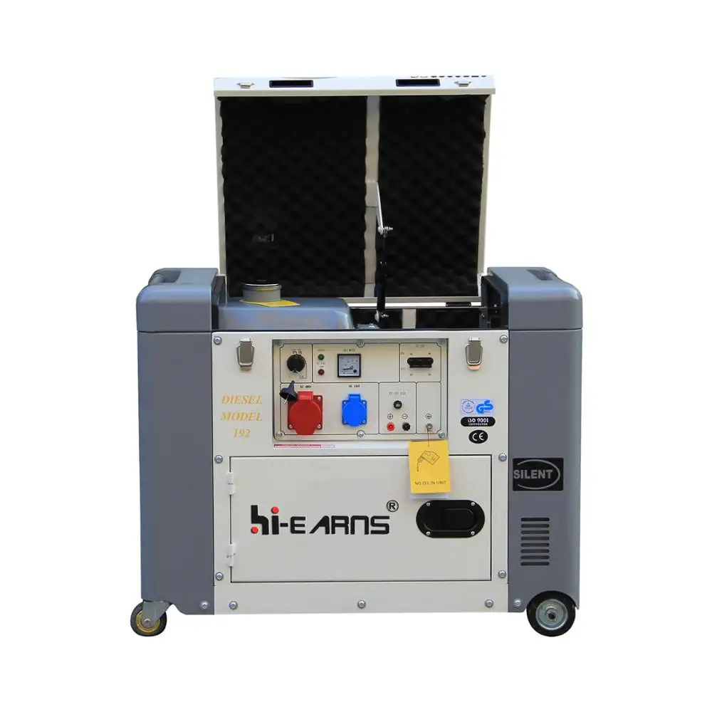 7KVA silent diesel fuel generator changzhou hiearns 8kw 9kw 10kw 12kw