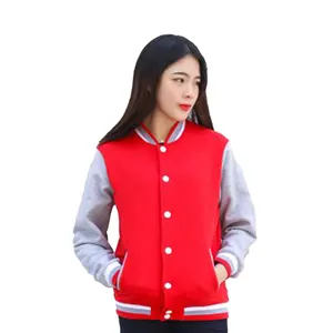 wholesale Girls or boys Red Plain Youth Satin Custom cheap team couple Baseball jersey Jacket coat
