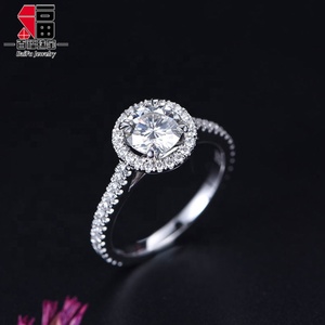18K oro halo impostazione di un carato rotondo moissanite anello per la cerimonia nuziale - Product Image 5