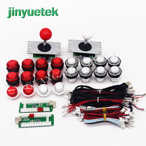 Kit de joystick d'arcade diy, Kit de pièces de jeu ps4 DIY, encodeur USB zéro retard vers PC + Joystick 8 voies + bouton poussoir éclairé chromé