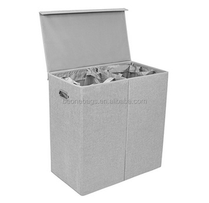 Foldable Home <strong>Double</strong> <strong>Laundry</strong> <strong>Hamper</strong> with Lid and Removable Liners - Product Image 1