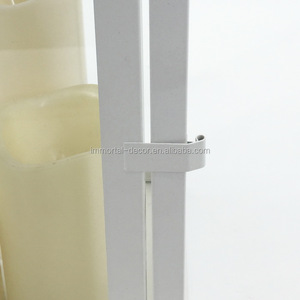 Farolillos de vela de <span class=keywords><strong>metal</strong></span> de color blanco grande con velas LED - Product Image 5