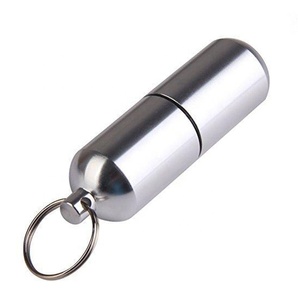 Aluminum Pill Box Case Bottle Key Ring Holder Container Car Keychain Medicine Box