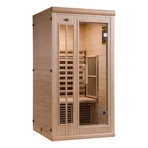 Gabinete de sauna de madera infrarrojo estándar Hemlock Sauna Dome Hammam Cápsula de sauna interior con luz colorida