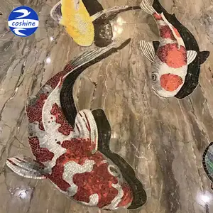 3d 생생한 물고기 모자이크 타일 패턴 벽 장식