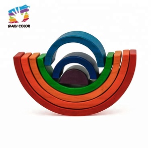 Nouvelle arrivée 7 pièces éducatifs en <span class=keywords><strong>bois</strong></span> <span class=keywords><strong>arc</strong></span> stacking jouets pour bébés W13D206 - Product Image 3