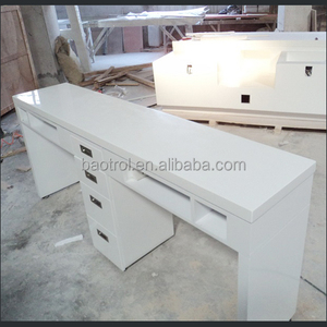 Blanco 2 asientos MESA DE MANICURA muebles de salón de <span class=keywords><strong>uñas</strong></span>, mesa de <span class=keywords><strong>uñas</strong></span> con superficie sólida de acrílico top - Product Image 1