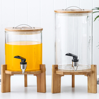 Jarra grande de cristal de 5l para bebidas y zumo de ginseng, con grifo de agua