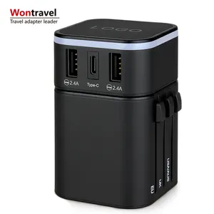 Wontravel 3400mA output multi plugs 3 USB charger power universal travel plug adapter for innovative corporate gifts