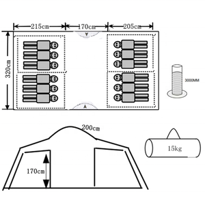 Tente <span class=keywords><strong>de</strong></span> camping Abris Shadow pour 12 personnes, 2 chambres, double couche, tente familiale - Product Image 4