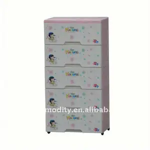 5- layer pink cheap plastic drawer for baby clothes 5-layer plastic drawer for baby