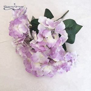Artificial 5 cabezas hydrangea bouquet marfil hortensias seda flores - Product Image 5