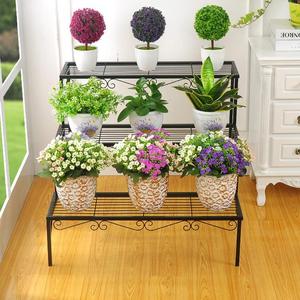 Haute qualité 3 niveaux métal plante support escalier Style conception grande étagère de <span class=keywords><strong>jardin</strong></span> Pot de fleur affichage fer Patio support usage domestique - Product Image 3