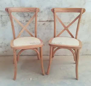 古色古香的经典 X 椅背交叉椅背椅带枕头或坐垫/天然彩色藤椅
