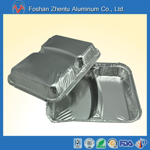 Disposable <strong>Aluminium</strong> <strong>Trays</strong> <strong>2</strong> <strong>Compartments</strong> <strong>Aluminium</strong> <strong>Foil</strong> Container With Lid Fast Food Container for Food Packaging - Product Image 5