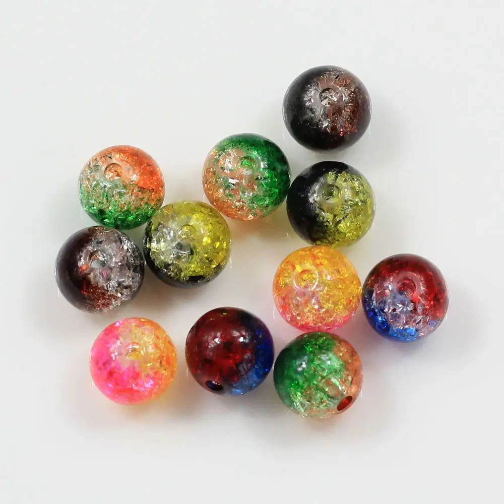 8mm 10mm 12mm Double Colored Acrylic Cracked Beads Spacer Beads For Jewelry Making Handmade DIY