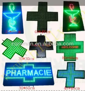 热门产品!便宜的价格药师单一绿色或双色 led 十字标志药房