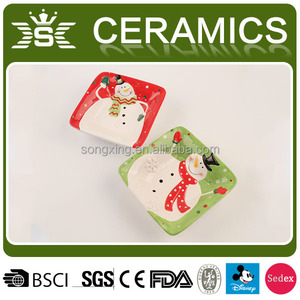 Assiette à dîner en céramique bonhomme <span class=keywords><strong>de</strong></span> neige <span class=keywords><strong>de</strong></span> <span class=keywords><strong>Noël</strong></span> en vrac bon marché écologique <span class=keywords><strong>Vaisselle</strong></span> pour la saison des fêtes - Product Image 3