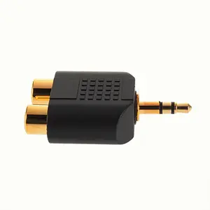 M/F konektor 3.5mm Stereo laki-laki ke 2X RCA perempuan adaptor Male Jack Out Plug ke 2 RCA Female Splitter Adapter