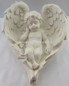 Resin white male baby angel statue