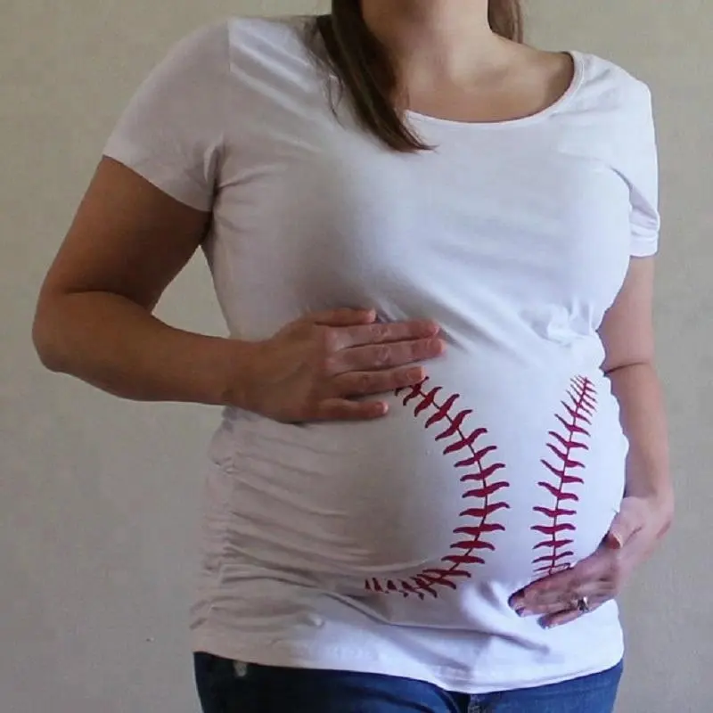 Commercio all'ingrosso di estate manica corta in cotone di maternità di maternità top carino berretto da baseball stampato t-shirt per la donna incinta