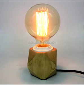 Retro filament ampul ahşap tarzı masa lambası/başucu lambası